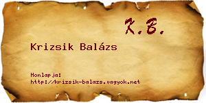 Krizsik Balázs névjegykártya